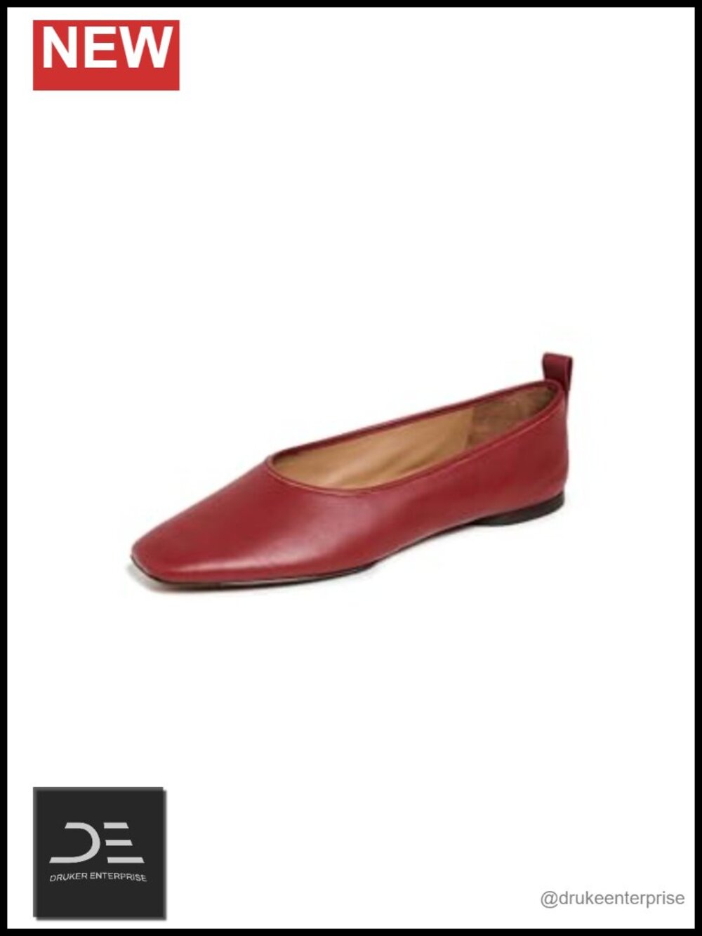 Vince Vivian Flats Leather Square Toe Pull-On Ballet Flats